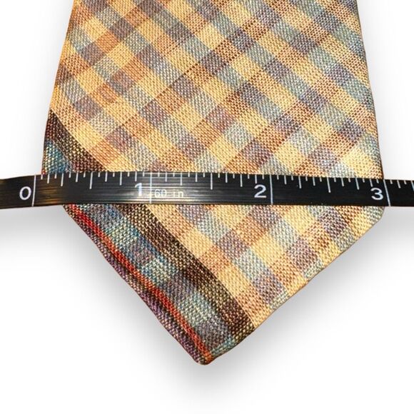 Missoni Multicolored Check Handmade in Italy 100% Linen Tie - Picture 2 of 5